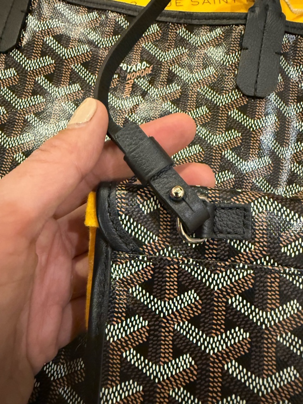 NWT. Goyard St Louis Tote in PM Size. Black Goyardine with Black Leather Trim. - Picture 9 of 11